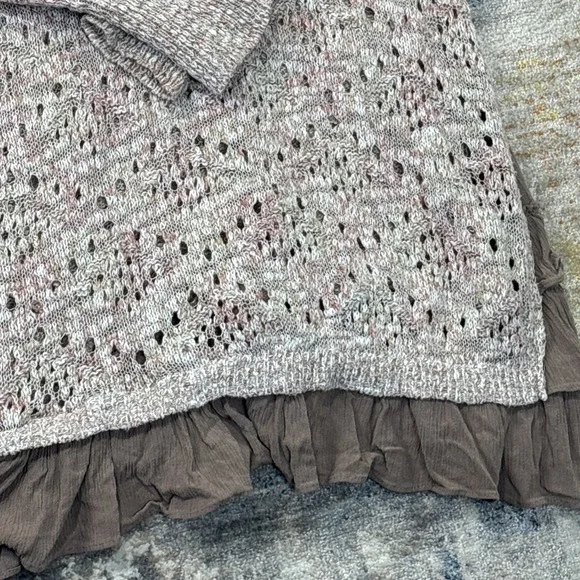 Knox Rose Sheer Knit‎ Tunic Sweater Ruffle Hem Academia Coquette Cottagecore L - Picture 4 of 15